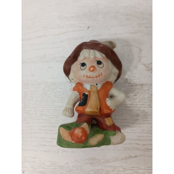 Vintage Ceramic Scarecrow Figurine Halloween Decor Hand Painted Collectible - Picture 11 of 16